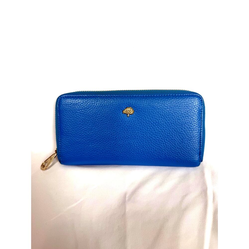 Mulberry Continental Zip Wallet Bright Cobalt Blue Leather Gold Tone Hardware